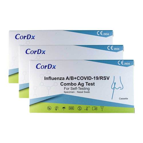Cordx Influenza A / B + Covid-19 / RSV Combo Ag Laie Kombi Nasentest - 1