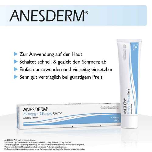 ANESDERM® 25 mg/g + 25 mg/g Creme + Pflaster - 5