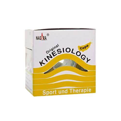 Nasara Kinesio Tape 5 cm x 5 m gelb inkl.Spenderbox - 1