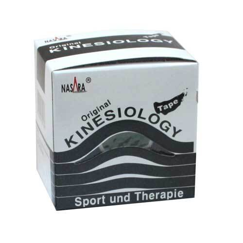 Nasara Kinesio Tape 5 cm x 5 m schwarz inkl.Spenderbox - 1