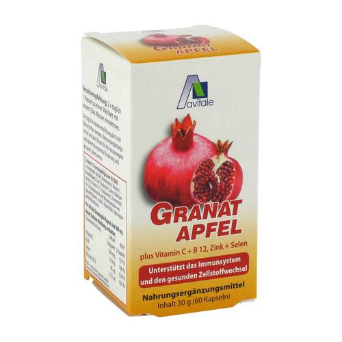 Granatapfel 500 mg plus Vitamin C + B12 + Zink + Selen - 1