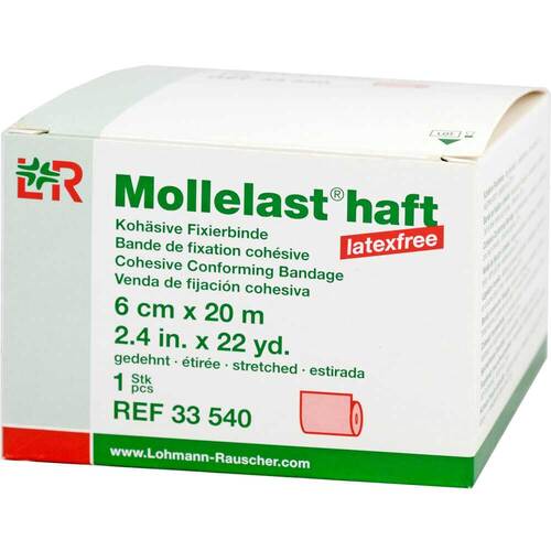 Mollelast haft latexfrei 6cmx20m gedehnt rot - 1