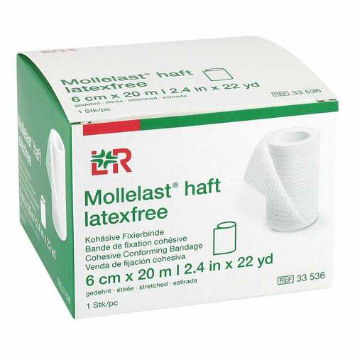Mollelast haft latexfrei 6cmx20m gedehnt wei&szlig; - 1