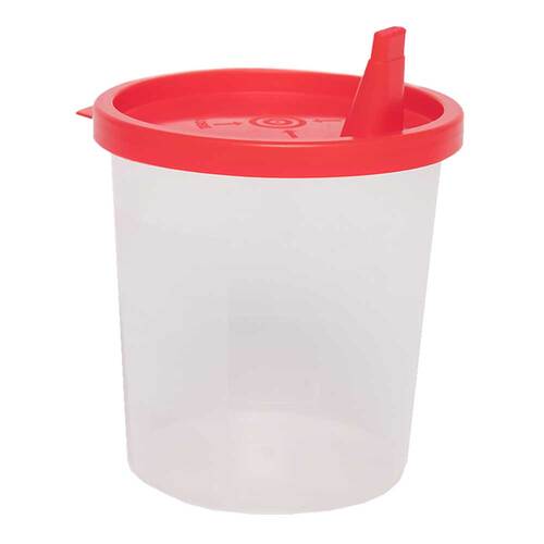 Urinbecher 125 ml gradu.beschr.roter Schnappdeckel - 1