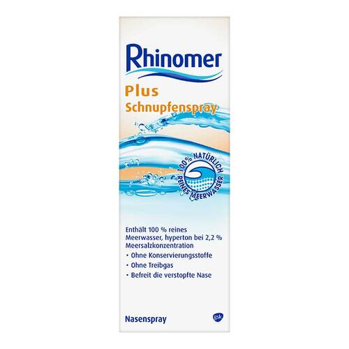 Rhinomer Plus Schnupfenspray – Nasenspray mit nat&uuml;rlichem und hypertonem Meerwasser - 1