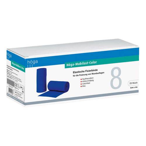 H&ouml;ga Mubilast color Fixierbinde 8 cm x 4 m blau - 1