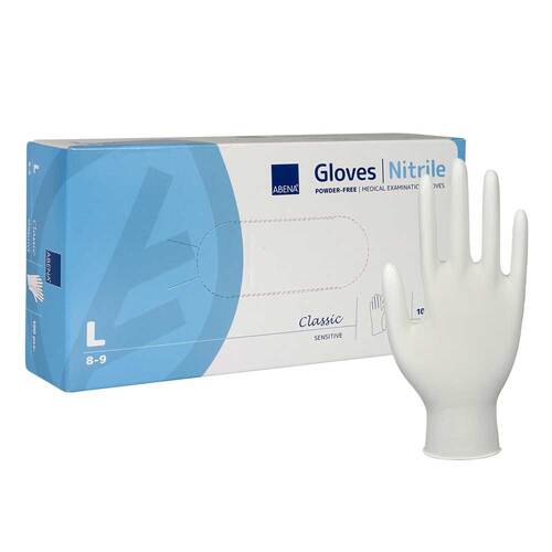 Nitril Untersuchungshandschuhe unsteril puderfrei Gr&ouml;&szlig;e L wei&szlig; - 1