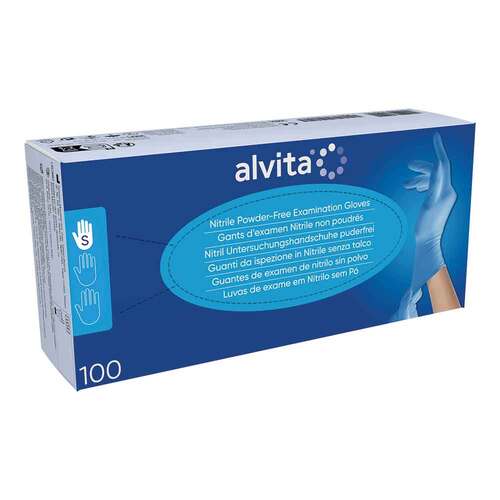 Alvita Nitril Untersuchungshandschuhe unsteril puderfrei S - 1