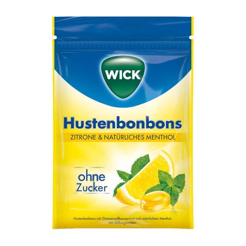 WICK Zitrone &amp; nat.Menthol Bonbons ohne Zucker Beutel - 1