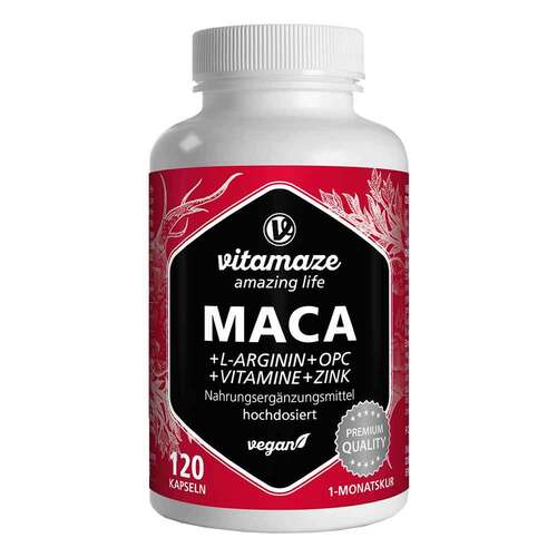 Maca 10:1 hochdosiert + L-Arginin + OPC + Vitamine + Zink vegan Kapseln - 1