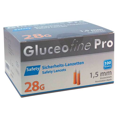 Gluceofine® Pro Safety Sicherheits-Lanzetten 28 G 1,5 mm - 1