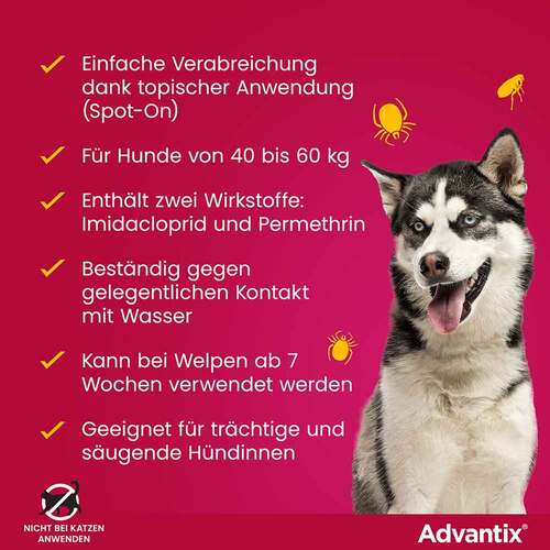 Advantix Spot-on L&ouml;sung Hund 40 - 60 kg - 6