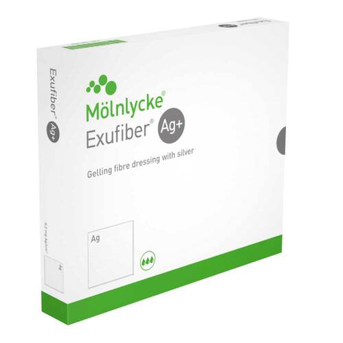 Exufiber Ag + 2x45 cm gelbild.Faserverband mit Silber - 1