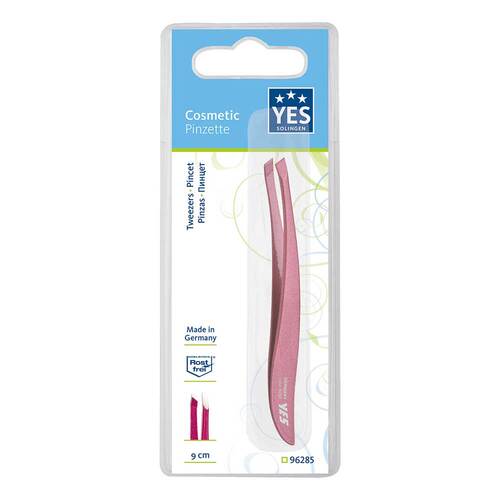 Yes Pinzette 9 cm schr&auml;g rostfrei Fashion Zetty rot - 1