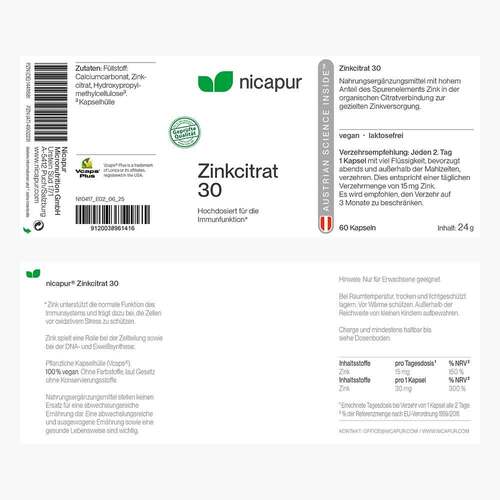 Nicapur Zinkcitrat 30 Kapseln - 3