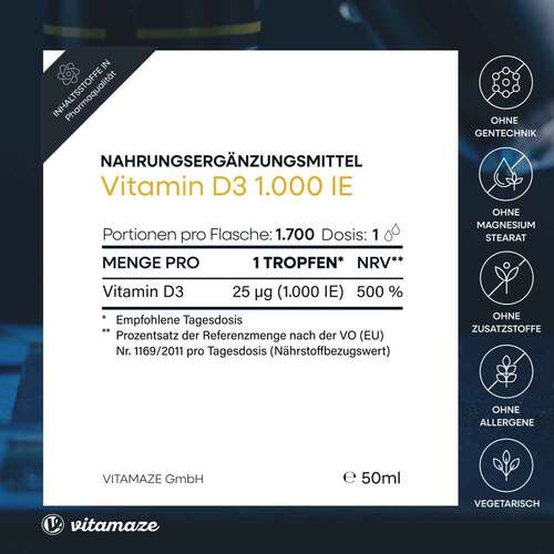 Vitamin D3 Tropfen 1.000 I.E. - 5
