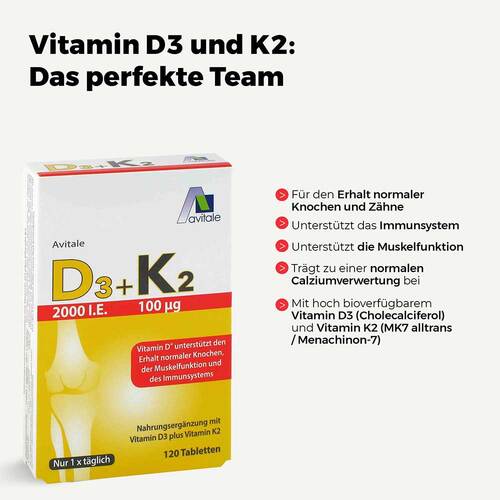 Vitamin D3 + K2 2000 I.E. Tabletten - 4