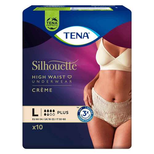 TENA Silhouette High Waist Creme Plus Pants L bei Inkontinenz - 1