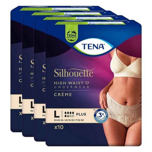 TENA Silhouette High Waist Creme Plus Pants L bei Inkontinenz - 1