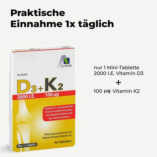 Vitamin D3 + K2 2000 I.E. Tabletten - 3