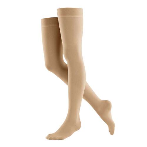 Venotrain soft K2 AG n.short M Noppenhaftband gemustert w.caramel mit Spitze  - 1