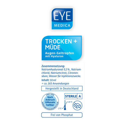 Eye Medica trocken + m&uuml;de 0,3% Hyaluron Aug.-Geltro. - 3