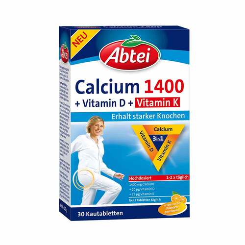 Abtei Calcium 1400 + Vitamin D3 + K Kautabletten - 1