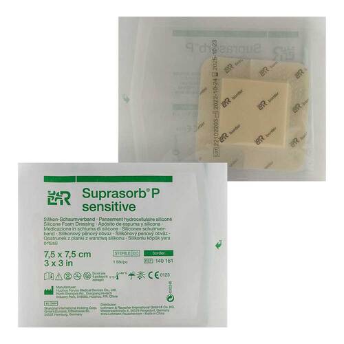 Suprasorb P sensitive PU-Schaumv.border 7,5x7,5cm - 2
