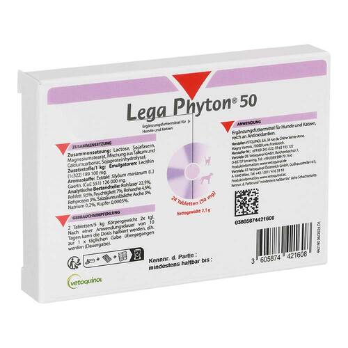 Lega Phyton 50 Erg.Futterm.Tabletten f&uuml;r Hunde / Katzen - 1