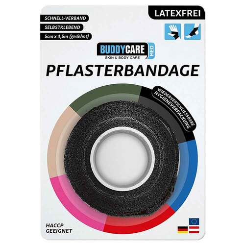 Pflasterbandage latexfrei Buddycare Med schwarz - 2