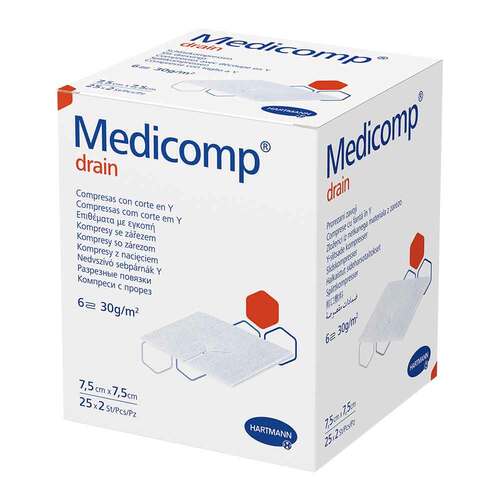 Medicomp drain Schlitzkompressen steril 7,5x7,5 cm - 1