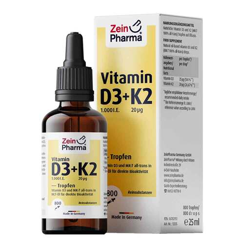 Vitamin D3 + K2 MK-7 Tropfen hochdosiert - 1