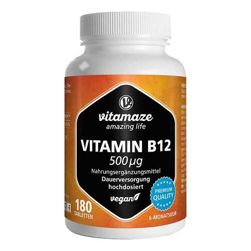 Vitamin B12 500 µg hochdosiert vegan Tabletten - 1