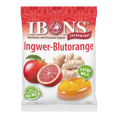 Ibons Ingwer Blutorange ohne Zucker T&uuml;te Lutschbonbons  - 1