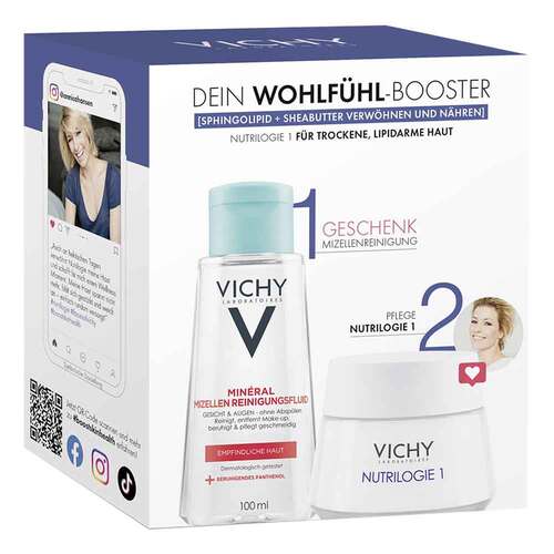 Vichy Nutrilogie 1 Creme f&uuml;r trockene Haut + PT Mizelle Coffret - 1