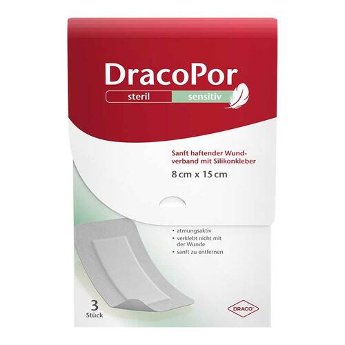 Dracopor sensitiv 8x15 cm steril mit Silikonkleber - 1