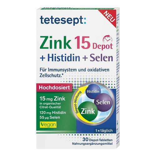 Tetesept Zink 15 Depot + Histidin + Selen Filmtabletten  - 1