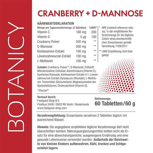 Botanicy Cranberry + D-Mannose Tabletten - 1