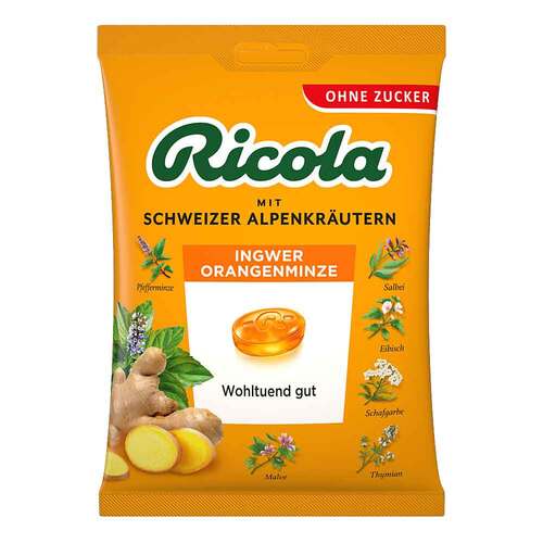 Ricola ohne Zucker Beutel Ingwer Orangenminze Bonbons - 1