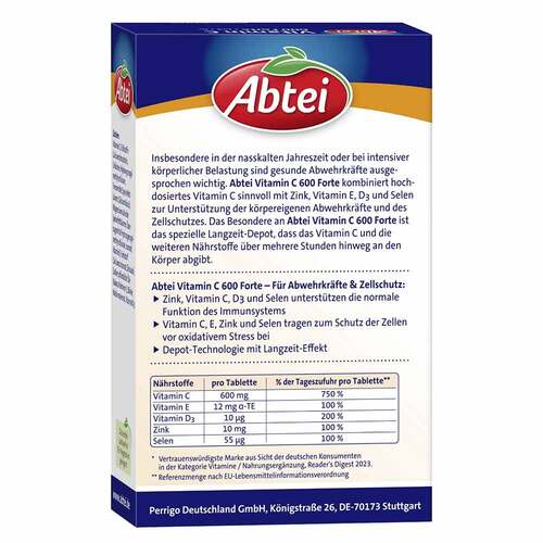 Abtei Vitamin C 600 Forte Tabletten Titandioxidfrei  - 5