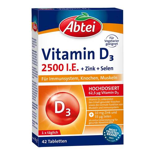 Abtei Vitamin D3 2500 I.E. Tabletten Titandioxidfr - 1