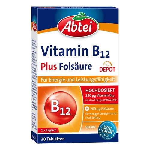 Abtei Vitamin B12 Plus Fols&auml;ure Tabletten Titandioxidfrei  - 1
