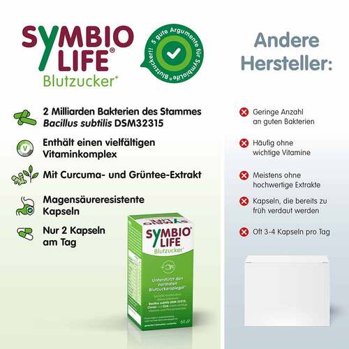 Symbiolife Blutzucker Bakterienst&auml;mme und Chrom Kapseln  - 4