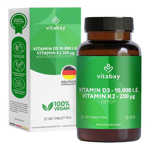 Vitamin D3 Depot 10.000 I.E. + Vitamin K2 200 µg Tab - 1