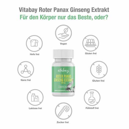 Roter Panax ginseng Extrakt 600 mg vegan Kapseln - 3