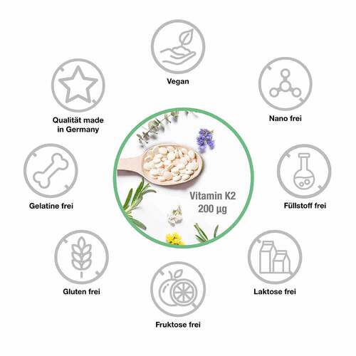 Vitamin K2 200 µg MK-7 vegan hochdosiert Tabletten - 2