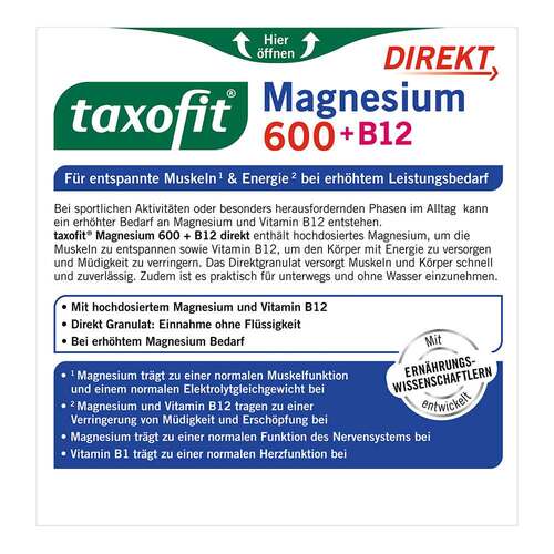 Taxofit Magnesium 600 + B12 Direkt Granulat - 8