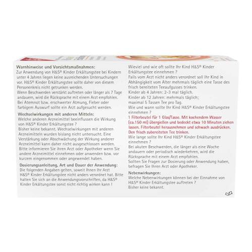 H&S Kinder Erk&auml;ltungstee Filterbeutel - 2