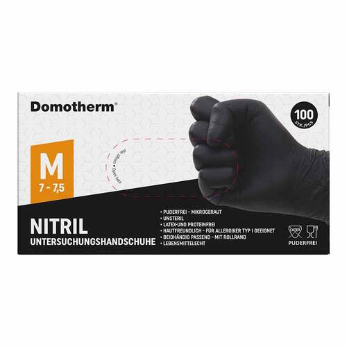 Domotherm Untersuchungshandschuhe Nitril unste.pf M schwarz - 1