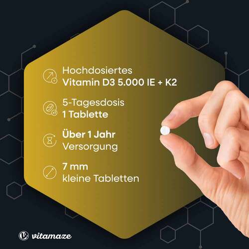 Vitamin D3 K2 5000 I.E. / 100 µg hochdosiert Tabletten  - 3
